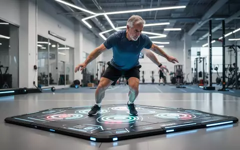 Eine Person mittleren Alters trainiert auf einer interaktiven Trainingsfläche zur Förderung der kognitiven Fitness. - Foto: über boerse-global.de
