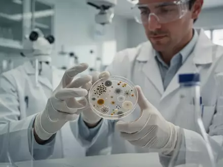 Wissenschaftler in einem modernen Labor bei der Untersuchung von mikrobiellen Kulturen in einer Petrischale. - Foto: über boerse-global.de