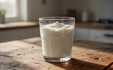 Ein Glas Kefir auf einem rustikalen Holztisch bei natürlichem Tageslicht. - Foto: über boerse-global.de