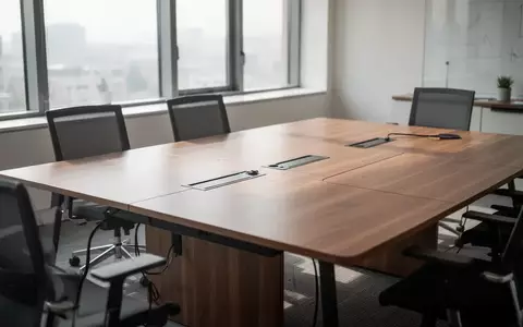 Ein moderner, aufgeräumter Konferenztisch in einem hellen Büro mit sichtbarem Kabelmanagement. - Foto: über boerse-global.de