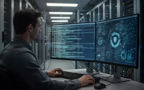 Ein IT-Spezialist arbeitet in einem modernen Serverraum an der Absicherung von Computersystemen. - Foto: über boerse-global.de