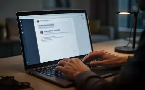 Eine Person tippt an einem Laptop in einem schummrigen Büro, während eine verdächtige E-Mail auf dem Bildschirm zu sehen ist. - Foto: über boerse-global.de