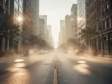 Hitzeflimmern über einer sommerlichen Stadtstraße bei strahlendem Sonnenschein. - Foto: über boerse-global.de