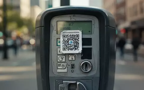 Ein manipulierter QR-Code-Aufkleber auf einem Parkautomaten im öffentlichen Raum. - Foto: über boerse-global.de