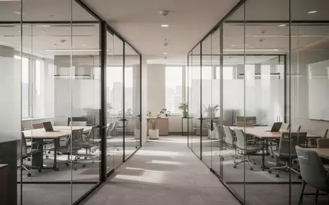 Modernes Bürogebäude mit Glasfront und professionellen Besprechungsräumen bei Tageslicht. - Foto: über boerse-global.de