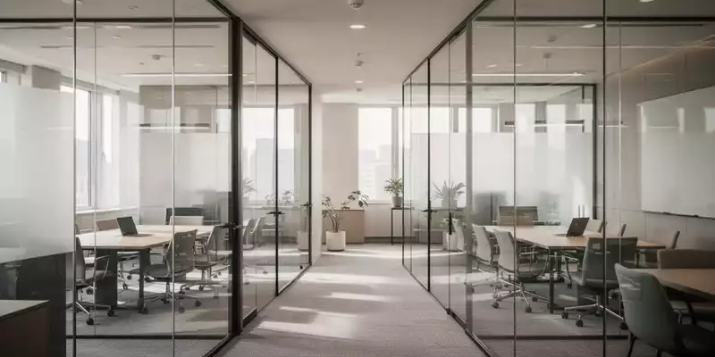 Modernes Bürogebäude mit Glasfront und professionellen Besprechungsräumen bei Tageslicht. - Foto: über boerse-global.de