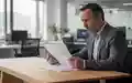 Eine Person sitzt an einem modernen Schreibtisch und prüft konzentriert Unterlagen in einem hellen Büro. - Foto: über boerse-global.de