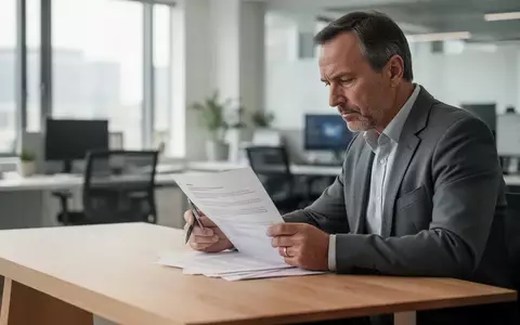 Eine Person sitzt an einem modernen Schreibtisch und prüft konzentriert Unterlagen in einem hellen Büro. - Foto: über boerse-global.de