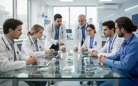 Ein interdisziplinäres Team arbeitet in einem modernen, hellen Labor an digitalen Gesundheitsinnovationen. - Foto: über boerse-global.de