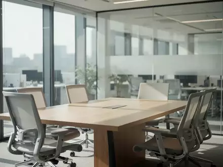 Moderner, heller Konferenzraum in einem Bürogebäude mit einem leeren Besprechungstisch und ergonomischen Stühlen. - Foto: über boerse-global.de