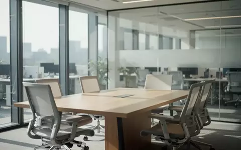 Moderner, heller Konferenzraum in einem Bürogebäude mit einem leeren Besprechungstisch und ergonomischen Stühlen. - Foto: über boerse-global.de