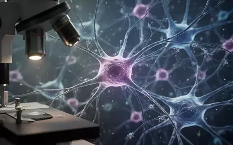Mikroskopische Aufnahme von Gliazellen und Astrozyten, die ein neuronales Netzwerk im Gehirngewebe bilden. - Foto: über boerse-global.de