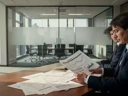 Eine Person liest in einem modernen Büro Unterlagen an einem Schreibtisch. - Foto: über boerse-global.de