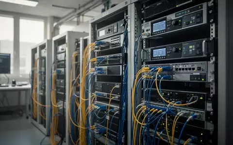Moderne Serverinfrastruktur in einem Rechenzentrum mit Glasfaserkabeln und technischer Ausrüstung. - Foto: über boerse-global.de