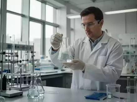 Eine Person im Laborkittel führt in einer modernen Arbeitsumgebung eine Sicherheitsprüfung von Chemikalien durch. - Foto: über boerse-global.de