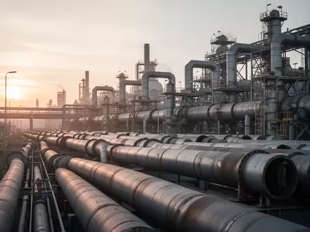 Moderne Industrieanlage mit Stahlrohren in einer Fabrik bei natürlichem Licht. - Foto: über boerse-global.de