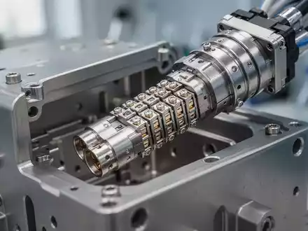 Nahaufnahme eines modularen industriellen Steckverbinders in einer Laborumgebung. - Foto: über boerse-global.de