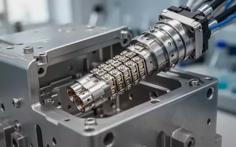 Nahaufnahme eines modularen industriellen Steckverbinders in einer Laborumgebung. - Foto: über boerse-global.de