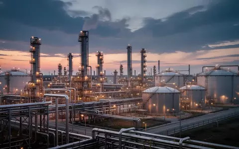 Moderne Industrie-Raffinerie bei Dämmerung mit komplexen Rohrleitungen und Tanks. - Foto: über boerse-global.de