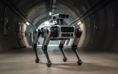 Ein vierbeiniger Roboter steht in einem industriellen Tunnel für Inspektionszwecke. - Foto: über boerse-global.de