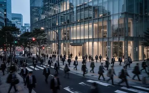 Geschäftiges Treiben in einem modernen Tokioter Finanzviertel während der Dämmerung. - Foto: über boerse-global.de