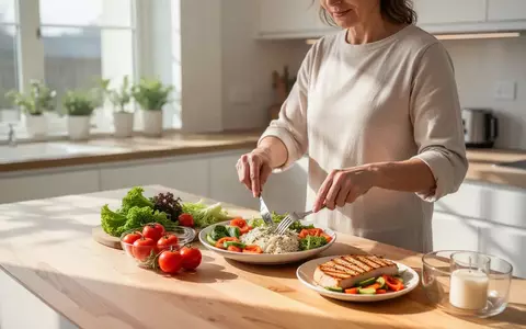 Eine Person bereitet in einer hellen Küche eine gesunde, proteinreiche Mahlzeit mit frischem Gemüse zu. - Foto: über boerse-global.de