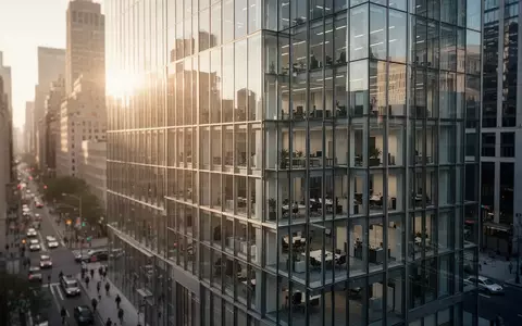 Moderne Bürogebäude in einem Finanzviertel bei spätem Nachmittagslicht. - Foto: über boerse-global.de