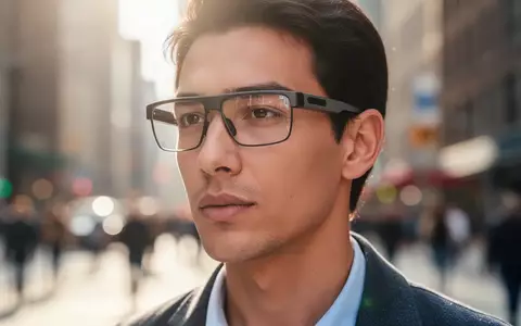 Eine Person trägt eine moderne Smart-Brille in einer urbanen Umgebung bei natürlichem Tageslicht. - Foto: über boerse-global.de