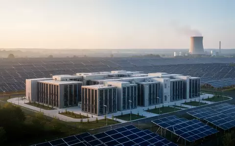 Moderne Rechenzentren in einer Landschaft mit Solarparks und industrieller Infrastruktur zur Stromerzeugung. - Foto: über boerse-global.de