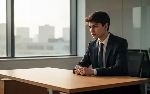 Ein junger Berufseinsteiger in einem minimalistischen Büro blickt nachdenklich auf einen leeren Schreibtisch. - Foto: über boerse-global.de