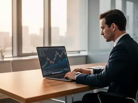 Ein Finanzanalyst arbeitet an einem Laptop in einem modernen, hellen Büro während der Dividendensaison. - Foto: über boerse-global.de
