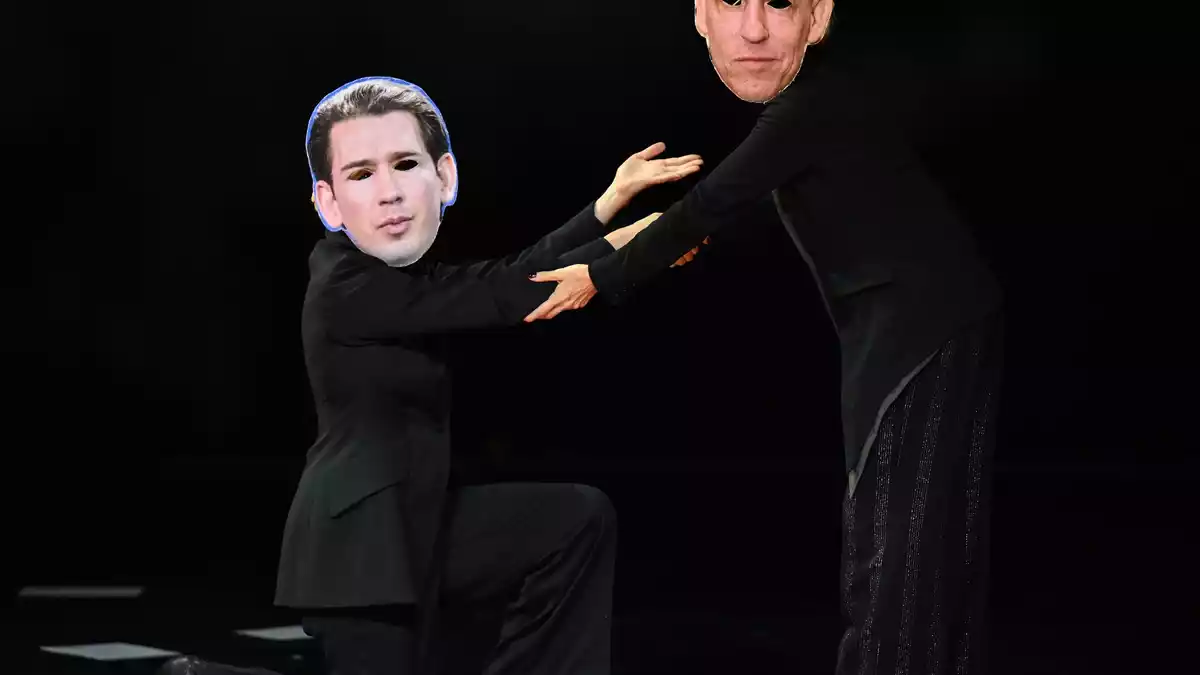 Ex-Kanzler Kurz und Technologie-Investor Thiel bekommen ihr Fett weg.  - Bild: Barbara Gindl/APA/dpa