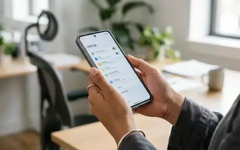 Nahaufnahme einer Hand, die ein Smartphone vor einem unscharfen, hellen Hintergrund hält, um Einstellungen vorzunehmen. - Foto: über boerse-global.de