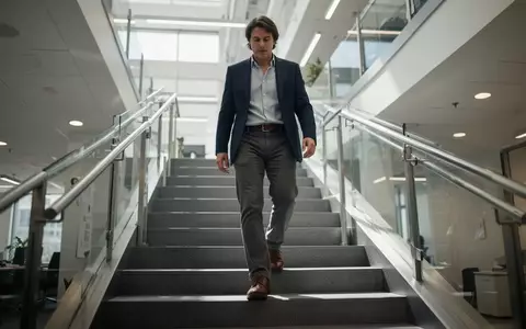 Eine Person geht in Bürokleidung eine Treppe hinauf, um die tägliche Bewegung im Alltag zu fördern. - Foto: über boerse-global.de