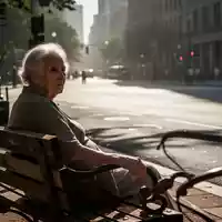 Eine ältere Person sitzt an einem heißen Sommertag auf einer Parkbank, während im Hintergrund Hitze über dem Asphalt flimmert. - Foto: über boerse-global.de