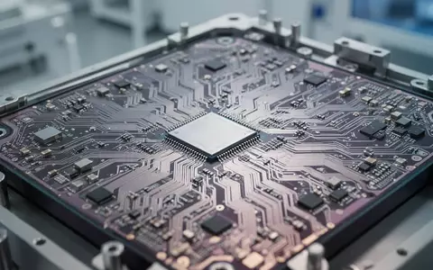 Nahaufnahme eines hochkomplexen Silizium-Wafers mit feinster Mikrochip-Architektur in einer Reinraumumgebung. - Foto: über boerse-global.de