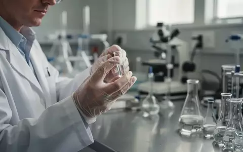 Wissenschaftler arbeitet in einem modernen, hellen Labor mit einem kleinen Glasfläschchen für pharmazeutische Forschung. - Foto: über boerse-global.de