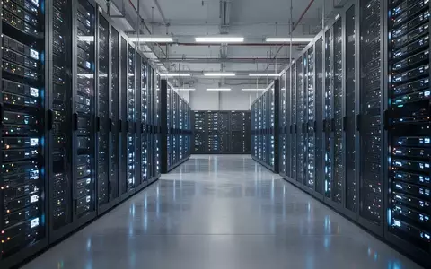 Reihen von beleuchteten Server-Racks in einem modernen Rechenzentrum als Symbol für KI-Investitionen. - Foto: über boerse-global.de