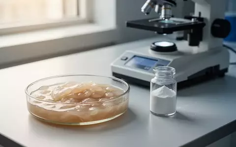 Ein Labortisch mit einer Petrischale, einer Glasampulle mit Probiotika-Pulver und einem digitalen Mikroskop. - Foto: über boerse-global.de