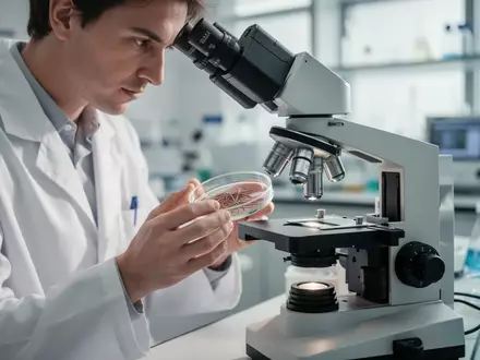 Ein Wissenschaftler untersucht in einem modernen Labor eine Probe unter einem Mikroskop. - Foto: über boerse-global.de