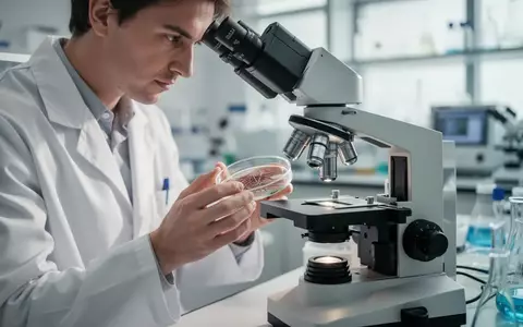 Ein Wissenschaftler untersucht in einem modernen Labor eine Probe unter einem Mikroskop. - Foto: über boerse-global.de