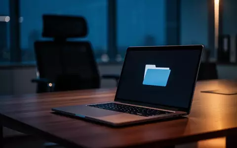 Ein beleuchteter Laptop an einem leeren Schreibtisch in einem modernen Büro als Symbol für unbefugten Datenzugriff. - Foto: über boerse-global.de