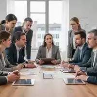 Professionelle Diskussion in einem modernen Bürogebäude einer Krankenkasse mit Fokus auf Strukturfragen. - Foto: über boerse-global.de