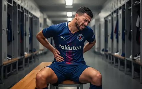 Ein Profisportler sitzt mit schmerzverzerrtem Gesicht in einer Umkleidekabine und hält sich den unteren Rücken. - Foto: über boerse-global.de