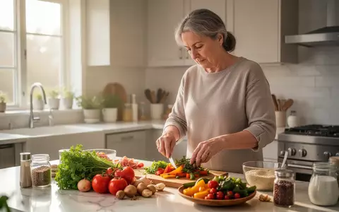 Eine Person bereitet in einer hellen, modernen Küche eine gesunde Mahlzeit mit frischem Gemüse zu. - Foto: über boerse-global.de
