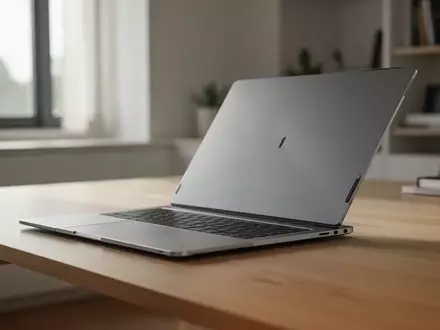 Ein schlankes Aluminium-Notebook auf einem minimalistischen Schreibtisch bei natürlichem Tageslicht. - Foto: über boerse-global.de