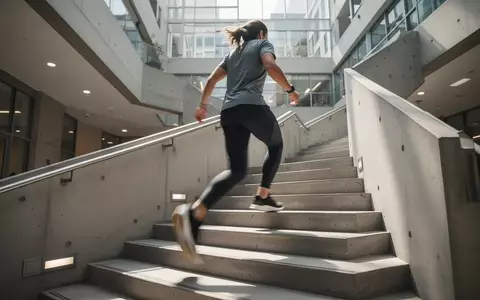 Eine Person steigt zügig eine Treppe in einem hellen, modernen Gebäude hinauf, um die gesundheitlichen Vorteile von Alltagsbewegung zu verdeutlichen. - Foto: über boerse-global.de