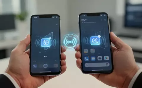 Zwei moderne Smartphones, die für eine drahtlose Datenübertragung nah aneinander gehalten werden. - Foto: über boerse-global.de