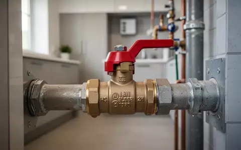 Nahaufnahme eines Haupthahns für die Wasserleitung in einem modernen Hauswirtschaftsraum. - Foto: über boerse-global.de