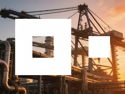 Industrielle Chemieanlage bei Sonnenaufgang mit großen Kränen und komplexer Infrastruktur. - Foto: über boerse-global.de